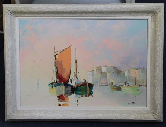 § Cecil Rochfort DOyly-John (1906-1993) Sunset at Cannes 18 x 26in.